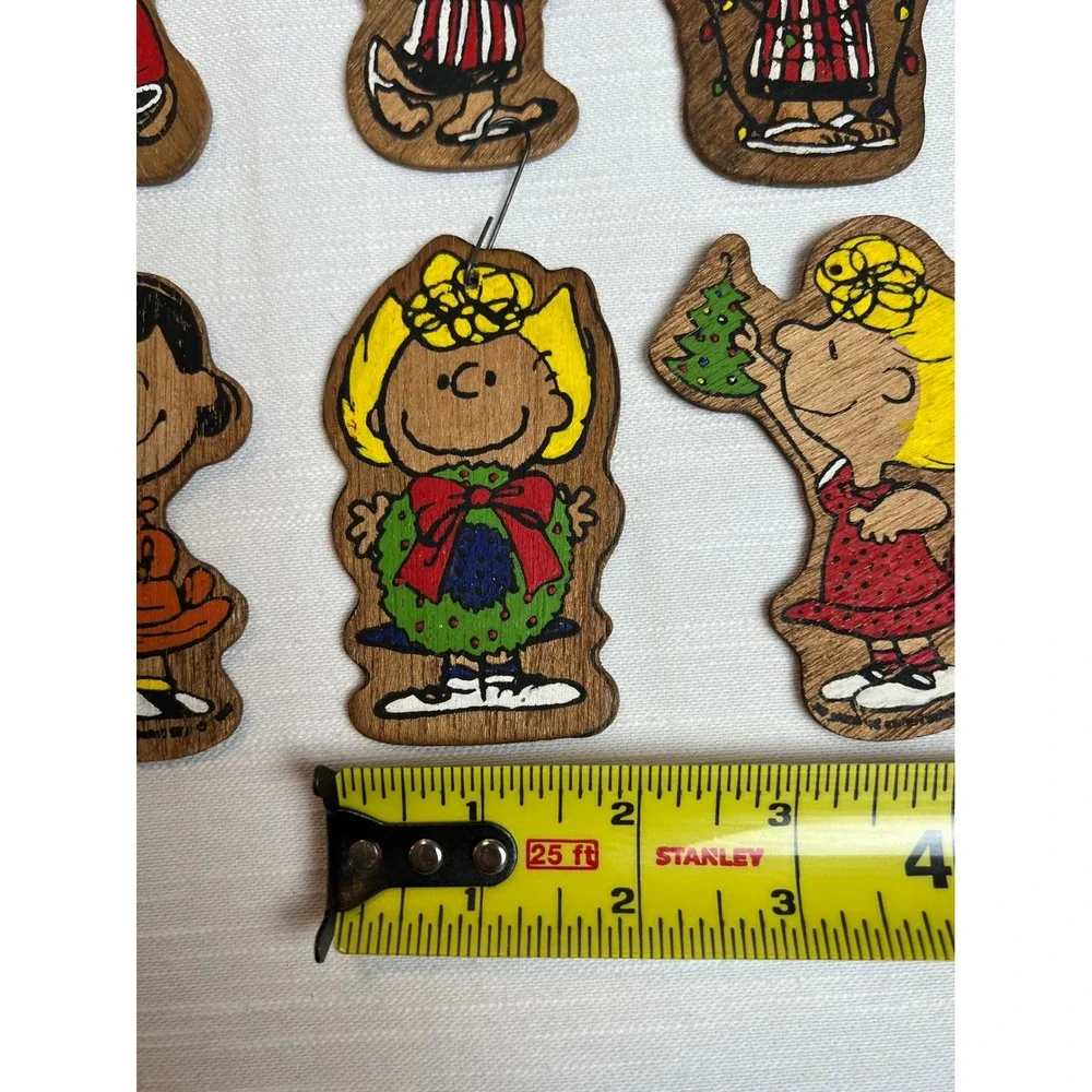 Vintage 1966 Peanuts Snoopy WoodPaint by # Christmas Ornaments 19 Double Sided